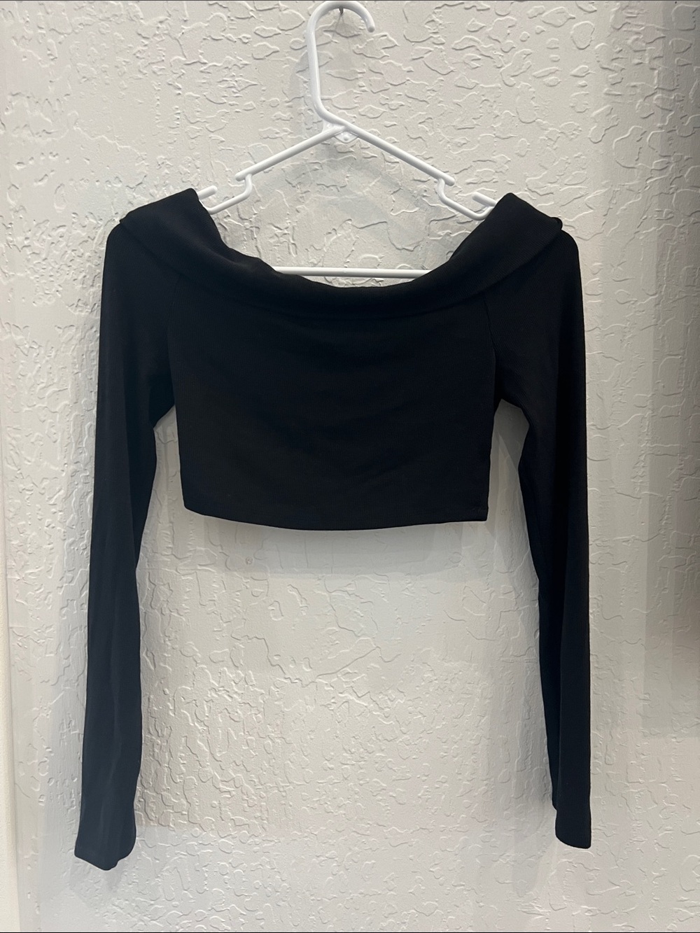 Garage Black Off-the-Shoulder Long Sleeve Crop Top by Garage.